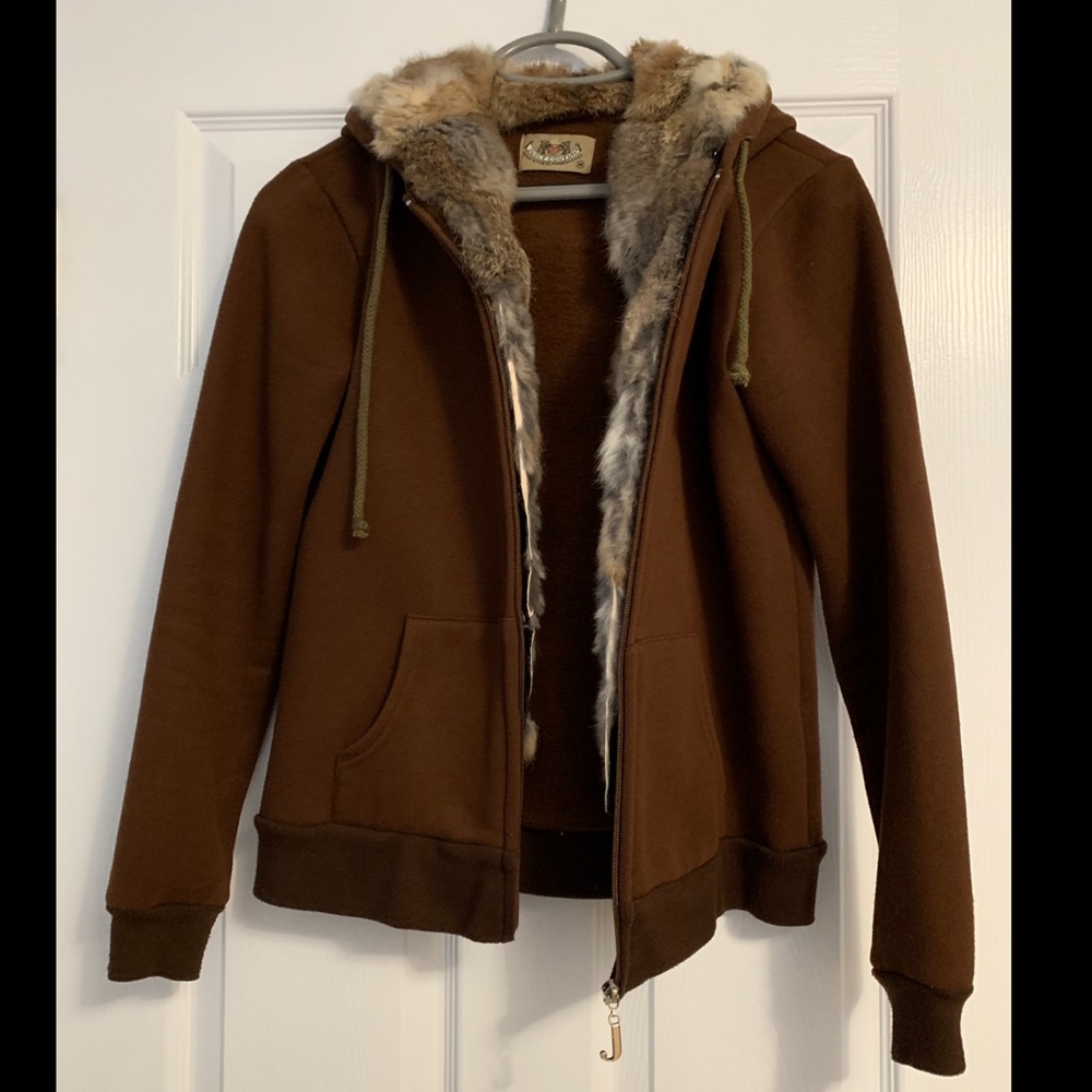 Juicy Couture rabbit fur lined hoodie